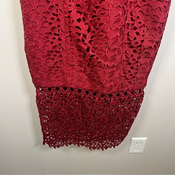 Keepsake Uplifted Midi Dress Size XS Burnt Red Lace Formal Event Wedding Guest - Picture 8 of 13